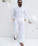 White Full Sleeve CoOrd set for Men