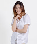 White Half Sleeve Crop Shirt for Women